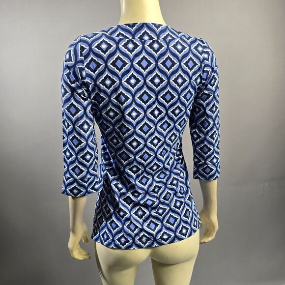 Katherine Way Blue and White Geometric Tunic R3 - Picture 3 of 4